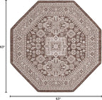 Rugs.com Outdoor Aztec Collection Rug – 5 Ft Octagon Brown Flatweave Rug Perfect for Living Rooms, Kitchens, Entryways