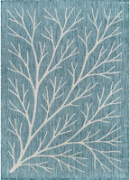 Washable Indoor Outdoor Rug 6x9 Modern Area Rugs Branch Pattern Non Shedding Waterproof Easy Clean Patio Deck Porch Living Room Bedroom Garden RV (6 X 9 Aqua)
