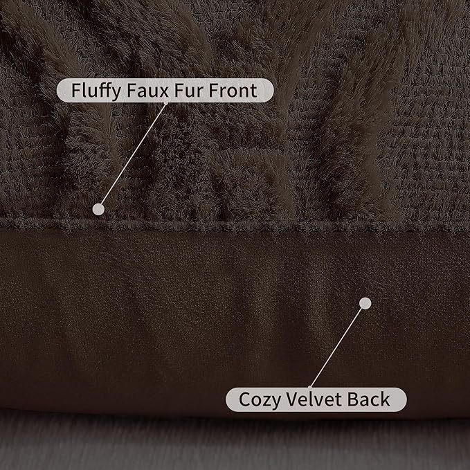 decorUhome Cozy Textured Throw Pillow Covers 16x16 Inch Set of 2, Soft Plush Faux Wool Dark Brown Accent Couch Pillow Covers for Modern Farmhouse Sofa Bed Living Room