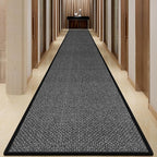 20 ft Jute Hallway Rug Runner Non Slip Washable, Rubber Backed Extra Kitchen Long Carpet Runner, Black Absorbent Laundry Room Rug Mat
