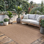 Washable Indoor Outdoor Rug 6x9 Weather Resistant Area Rugs Modern Solid Jute Rug for Porch Deck Balcony Backyard Patio Outside Carpet (6 X 9 Jute Beige)
