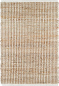 Dash & Albert Gridwork Ivory Handwoven Jute Rug, 4 X 6 Feet, Ivory Solid Pattern