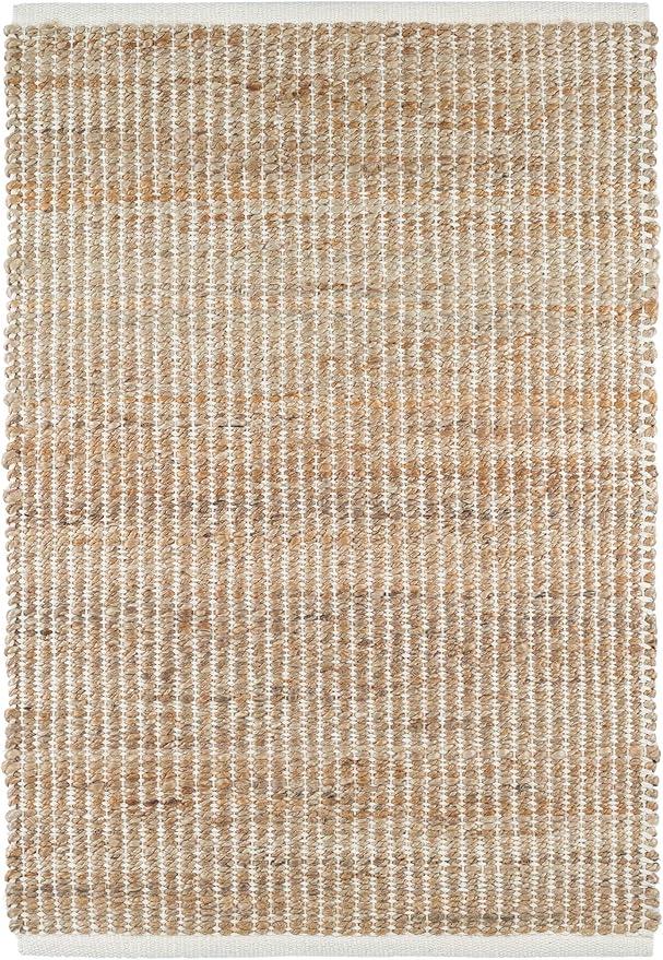 Dash & Albert Gridwork Ivory Handwoven Jute Rug, 4 X 6 Feet, Ivory Solid Pattern