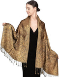 Achillea Reversible Paisley Pashmina Rave Scarf – Exotic Indian Shawls and Wraps for Evening Dresses, Festivals, All Seasons