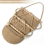 Halidali 3 Tier Hanging Fruit Baskets for Kitchen, Boho Cotton Rope Handwoven Vegetable Hammock Produce Storage Wall Mounted Large Organizing Basket for Farmhouse Decor, Onion, Potato (Linen)