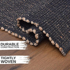 Charcoal Gray 2X4 Jute Rug Braided Construction - Farmhouse Woven Carpet - Mid-Century Modern Floor Covering for Entryway or Kitchen, 2' x 4'