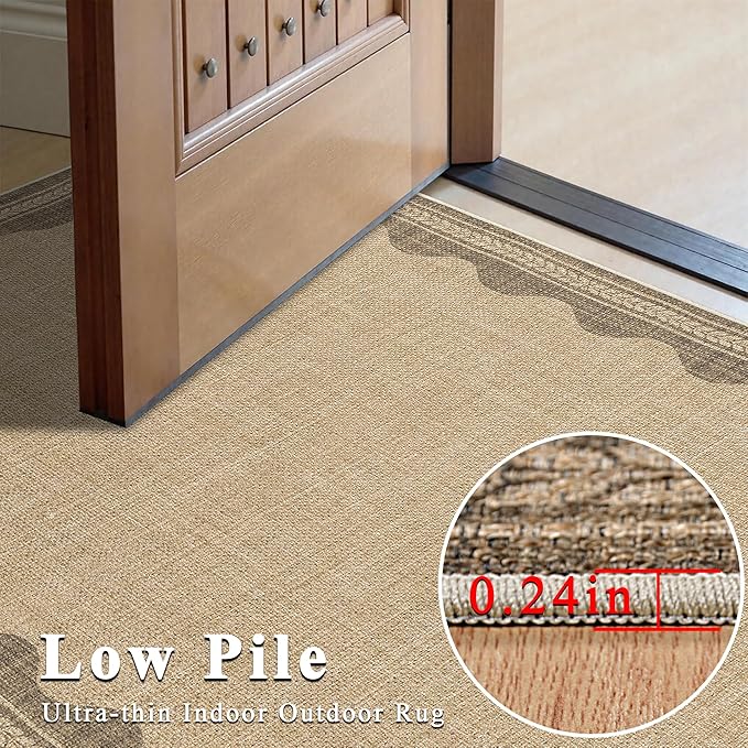 Scalloped Easy Jute Runner Rug,2x6 Kitchen Runner Rugs for Hallway Non Slip Washable Indoor Outdoor Carpet for Laundry Room Bedroom Entry 6ft