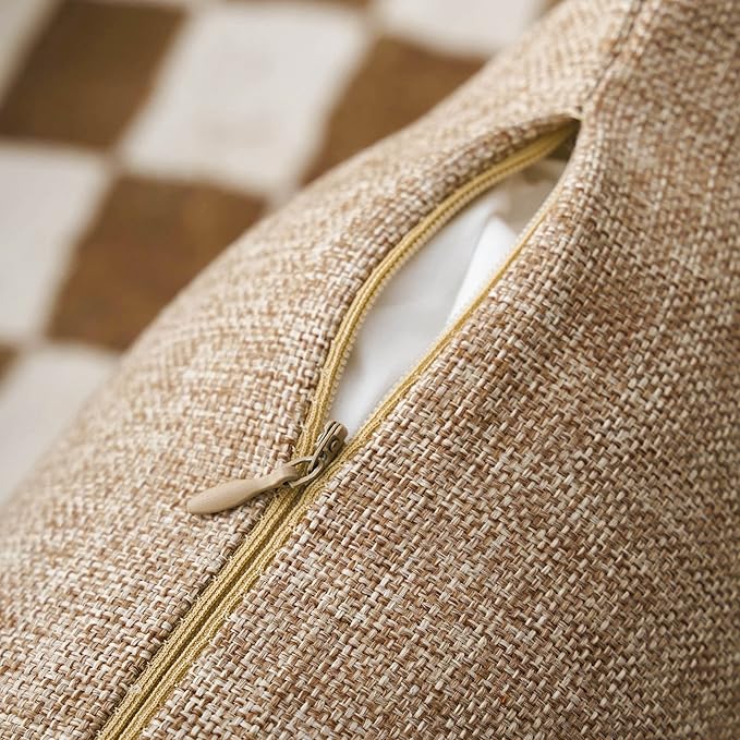 Home Brilliant Textured Burlap Linen European Pillowcase Pillow Sham Large Cushion Cover for Sofa, 24x24(60cm), Natural Linen
