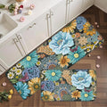 Boho Floral Kitchen Mats for Floor 2PCS Anti Fatigue Mats for Kitchen Floor Cushioned Non Slip Waterproof Memory Foam PVC Kitchen Rugs Set for Sink,Office,Laundry 17.3"x28"+17.3"x47"