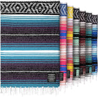 Hydration Nation Authentic Extra Large Mexican Blanket (70"x50") - Handwoven Yoga, Serape- Artisanal Falsa, Beach, Camping, Picnic, Outdoor - Purple Haze