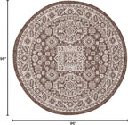 Rugs.com Outdoor Aztec Collection Rug – 4 Ft Round Brown Flatweave Rug Perfect for Kitchens, Dining Rooms