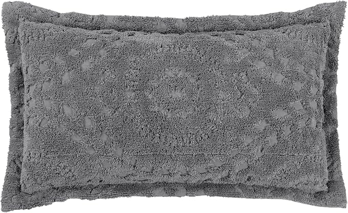 Better Trends Chenille Bedspread Set 3 Pieces Gray 100% Cotton King Size Bedspread Medallion Pattern 2 King Shams Luxurious Feel Perfect for Gifting All Seasons, Machine Washable, Rio Collection