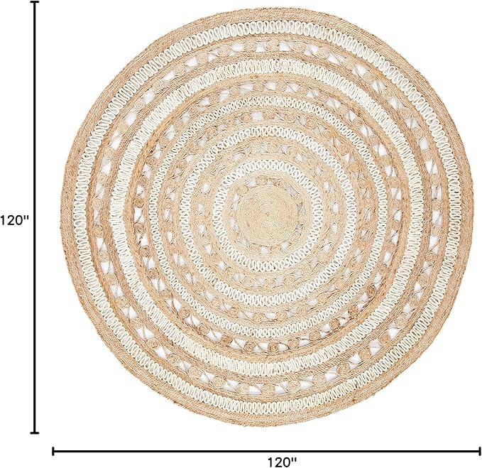 SAFAVIEH Natural Fiber Round Collection 10' Round Ivory NF169B Handmade Boho Charm Farmhouse Jute Area Rug