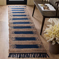 SAFAVIEH Natural Fiber Collection Runner Rug - 2' x 9', Natural & Navy, Handmade Jute, Ideal for Bedroom, Foyer, Hallway, Entryway (NF124N)