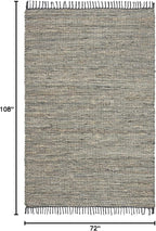 SAFAVIEH Vintage Leather Collection Area Rug - 6' x 9', Grey, Handmade Boho Fringe Leather & Jute, Ideal for High Traffic Areas in Living Room, Bedroom (VTL203F)