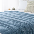 Chenille Throw Blanket for Couch 60"X 80" Twin, Soft Cozy Throws with Fringe Tassel for Bed Sofa Chair Cover, Lightweight Knitted Decorative Boho Blankets for Living Room, Dusty Blue