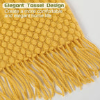 Blagic Knitted Throw Blanket for Couch, Bed and Sofa. Super Soft Blanket with Tassels, Yellow Throw Blanket, 60 x 80 Inches Lightweight & Cosy Home Decor