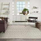 Nourison Home Positano Light Grey 9' x 12' Area Rug - Easy Clean, Non Shedding, Bed Room, Living Room, Dining Room, Kitchen (9' x 12')