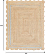 Wave Scalloped Natural Jute Runner - Boho Jute Entryway Rug, Farmhouse Scallop, Gray (8'x10')