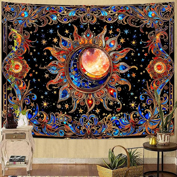 Spenlife Celestial Sun and Moon Tapestry Cosmic Tapestry for Bedroom Astral Tapestries Wall Hanging Bedroom Living Room Wall Art and Home Decor 60x80