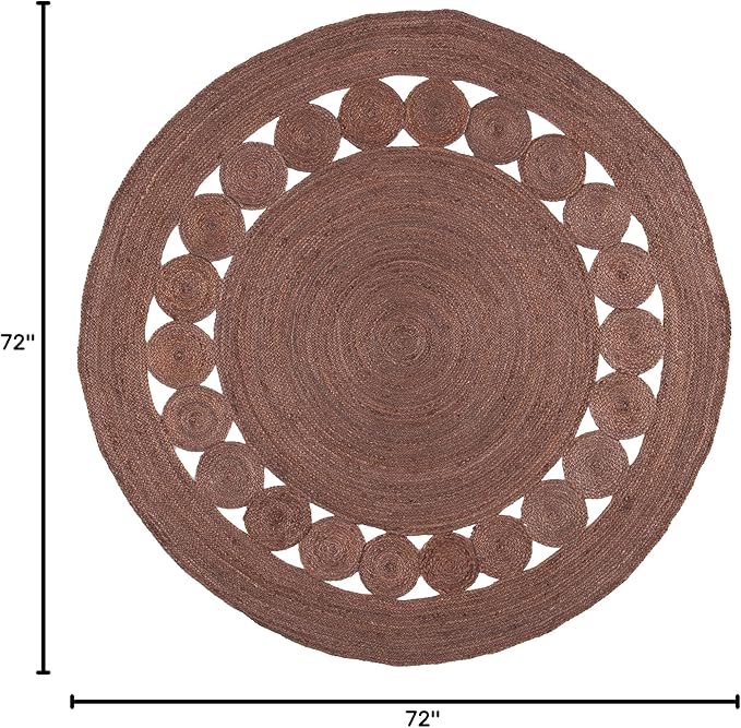 SAFAVIEH Area Rug 6' Round - Natural Fiber Collection - Brown, Handmade Jute, Boho Farmhouse Braided Design (NF364T)