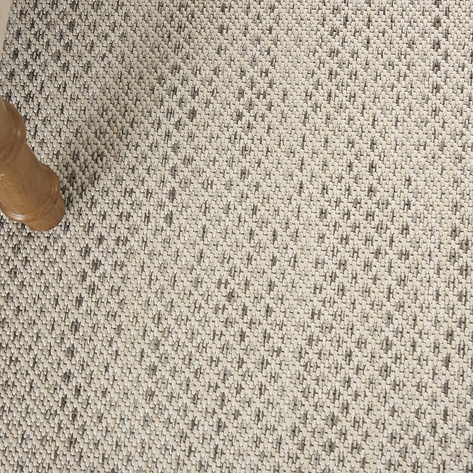 Nourison Home Courtyard Ivory Silver 9' x 12' Area Rug - Easy Clean, Non Shedding, Bed Room, Living Room, Dining Room, Kitchen (9' x 12')