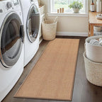 5ft Natural Jute Hallway Runner Rug Non Slip Washable, Rubber Backed Long Indoor Entryway Runner, Absorbent Kitchen Carpet Sink Rug, Camel
