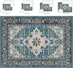 Lessymo Area Rug 6x9, Machine Washable Area Rugs, Super Soft Faux-Wool Area Rugs for Living Room Bedroom Kitchen, Boho Vintage Floral, Non-Slip Low Pile, Kid & Pet Friendly, Dark Green