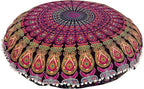32" Purple Mandala Floor Pillow Cushion Seating Throw Cover Hippie Decorative Bohemian Ottoman Poufs, Pom Pom Pillow Cases,Boho Indian
