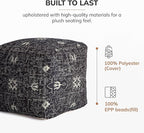 Anji Mountain Pouf Ottoman Foot Rest, Handmade Ottoman Pouf, Comfortable Foot Stool, Decorative Floor Seating for Living Room Decor, Bedroom & Home Décor Accent - Obsidian Souk