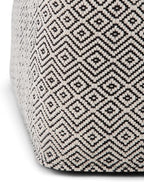 SIMPLIHOME Brynn Square Pouf - 18 inch Wide Handwoven Cotton Ottoman in Patterned Black and Natural, Boho Footstool, Coffee Table or Extra Seating for Living Room or Bedroom, Assembled