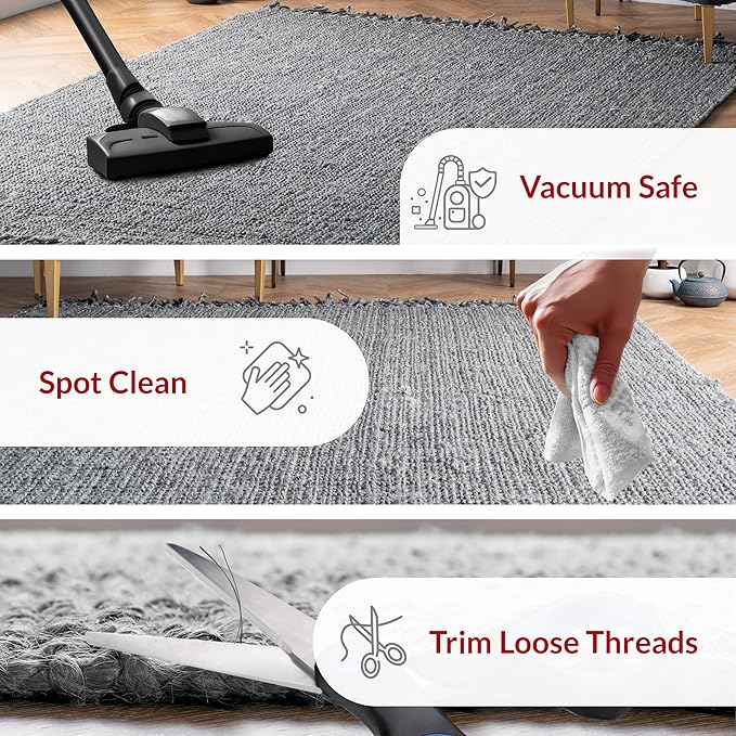 Nuloom Daniela Grey, 6' x 9', Handmade, Jute, Tassel, Soft and Textured, High Traffic, Stain Resistant, Easy Clean, Durable Area Rug for Bedroom, Living Room, Dining Space, Foyer, Entryway