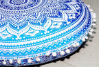 Large Round seat Floor Cushion Chair Ottoman Cover Pouf Pillow Meditation Floor Cushions for Adults Seating pouffe Ottoman Throw Covers Craft Room Furniture for Sitting Cover 22 Inches (Blue)