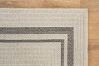 Beverly Rug Easy Jute Bordered Rug 10x14 Washable Large Indoor Outdoor Area Rugs for Living Dining Room Patio Office Stain Resistant Non Shedding Casual Indoor Outside Carpet 10 x 14 Off-White