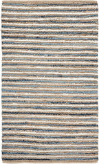 SAFAVIEH Cape Cod Collection Accent Rug - 3' x 5', Natural & Blue, Handmade, Braided Design, Ideal for The Living Room, Bedroom, Dining Room (CAP151M-3)