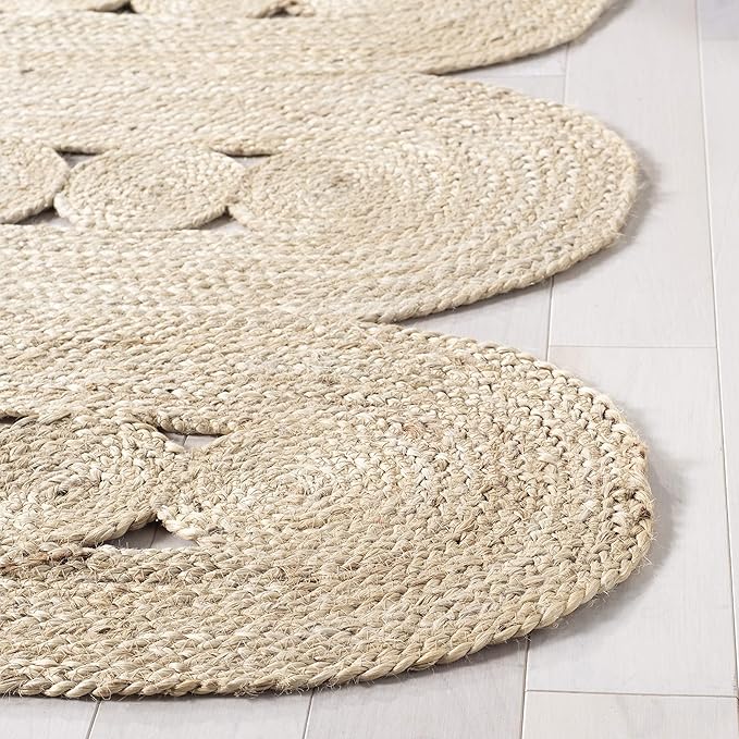 SAFAVIEH Natural Fiber Collection Area Rug - 6' x 9', Ivory, Handmade Farmhouse Braided Woven Jute, Ideal for High Traffic Areas in Living Room, Bedroom (NF365A)
