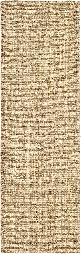 SAFAVIEH Natural Fiber Collection Runner Rug - 2'6" x 8', Natural Brown, Handmade Jute, Farmhouse Style, Chunky Textured Thick Pile (NF447A)