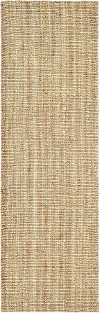 SAFAVIEH Natural Fiber Collection Runner Rug - 2'6" x 8', Natural Brown, Handmade Jute, Farmhouse Style, Chunky Textured Thick Pile (NF447A)