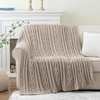 Battilo Light Grey Throw Blanket for Couch, Woven Chenille Knit Throw Blanket Versatile for Chair, 51 x 67 Inch Super Soft Warm Decorative Blanket for Bed, Sofa and Living Room