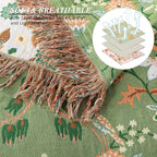 Boho Throw Blanket for Bed-100% Cotton Soft Breathable Farmhouse Decor Boho Quilt for Sofa (Bright Green, 60"x80")
