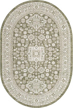 Rugs.com Outdoor Aztec Collection Rug – 5' x 8' Oval Green Flatweave Rug Perfect for Living Rooms, Large Dining Rooms, Open Floorplans