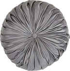 SARO LIFESTYLE Round Velvet Pintucked Poly Filled Throw Pillow (Set of 2)