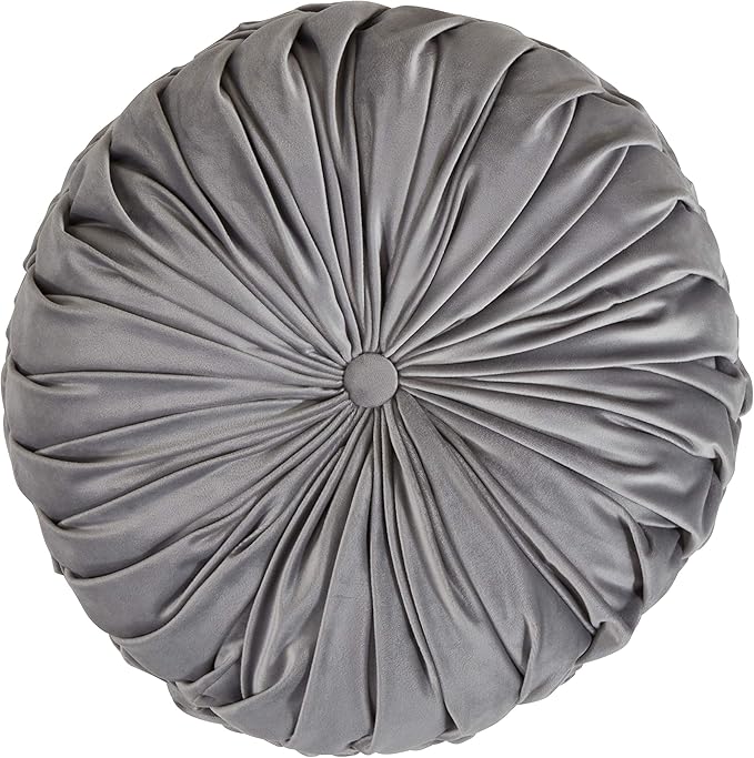 SARO LIFESTYLE Round Velvet Pintucked Poly Filled Throw Pillow (Set of 2)