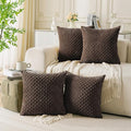 Set of 4 Dark Brown Decorative Throw Pillow Covers 18x18 Inch Corduroy Pillow Covers for Bed Couch Sofa Living Room Soft Square Cushion Cases