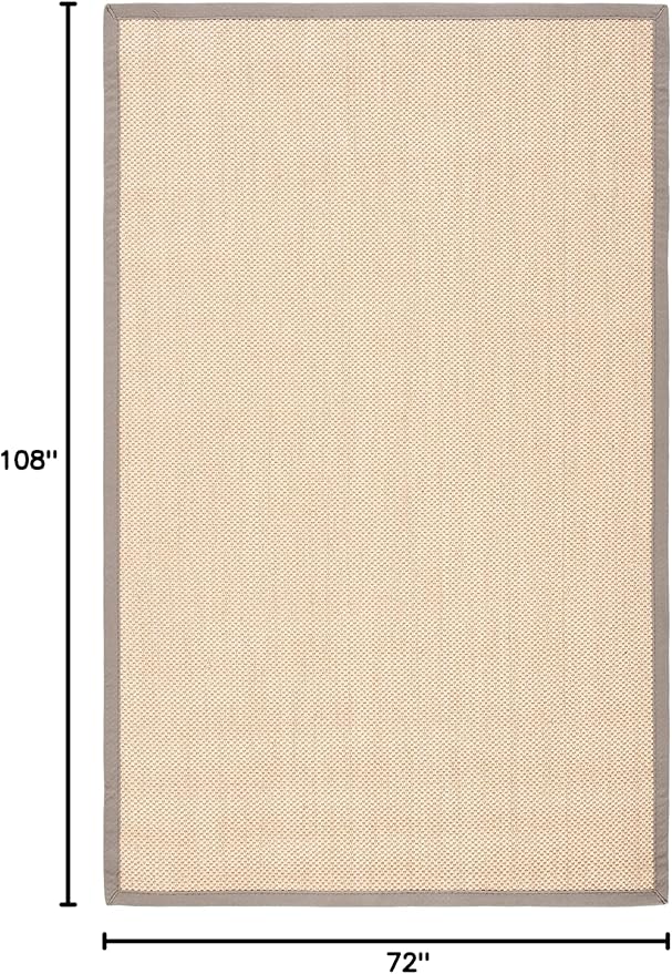 SAFAVIEH Area Rug 6x9 - Natural Fiber Collection - Maize & Grey, Sisal, Woven Design with Border (NF141G)