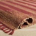 SAFAVIEH Natural Fiber Collection Area Rug - 7' Square, Natural & Rust, Handmade Jute & Cotton, Ideal for Living Room, Bedroom, Dining Space (NF124P)