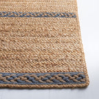 SAFAVIEH Natural Fiber Collection Runner Rug - 2'3" x 8', Natural & Grey, Handmade Stripe Boho Farmhouse Rustic Braided Jute, Ideal for High Traffic Areas in Living Room, Bedroom (NFB262F)