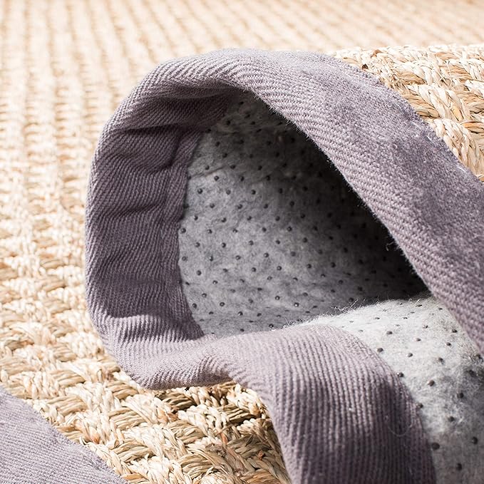 SAFAVIEH Natural Fiber Collection Runner Rug - 2'6" x 10', Natural & Dark Grey, Seagrass, Basketweave Pattern with Border (NF114Q)