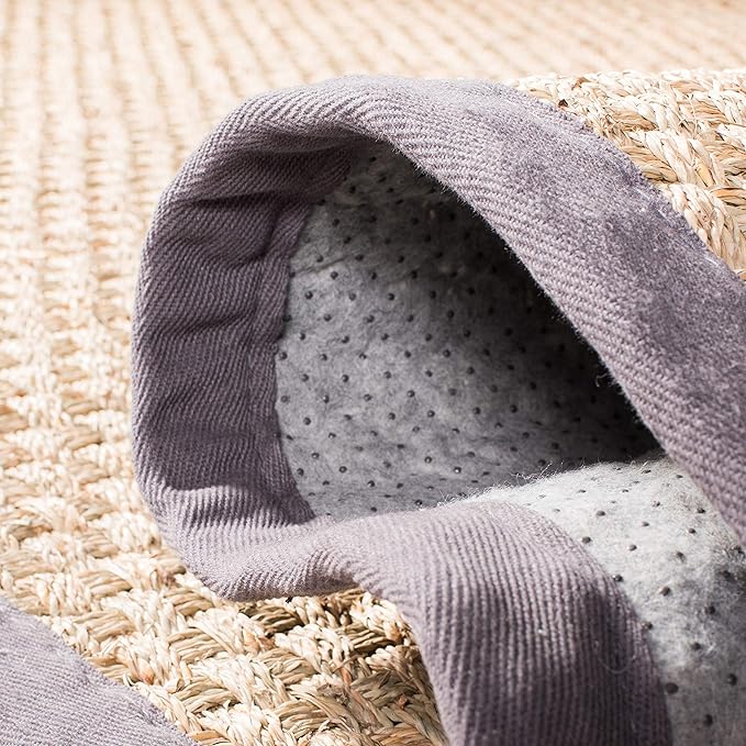 SAFAVIEH Natural Fiber Collection Runner Rug - 2'6" x 6', Natural & Dark Grey, Seagrass, Basketweave Pattern with Border (NF114Q)