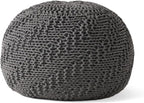 Hand-Knitted Pouf Ottoman: 20" Round Footrest & Seat - Handmade with Recycled PET Yarn for Small Living Rooms & Apartments - Cozy Accent for Modern Home Office & Bedroom Decor